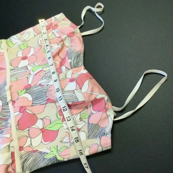 Vintage Tahari Womens 10 Sundress Floral Print Lined‎ Cotton Stretch Cruise Wear - Picture 7 of 10